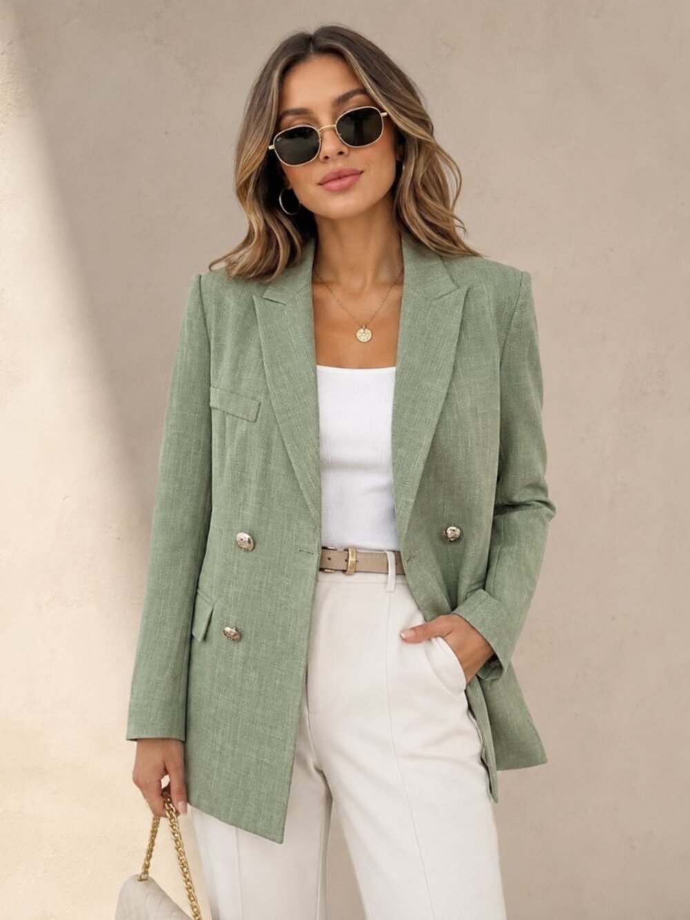 NWT Veronica Beard Green Double Breasted Blazer Jacket